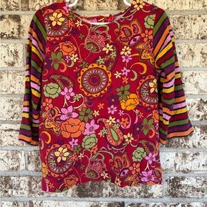 Hanna Andersson Kids' Red Multicolor Floral Long Sleeve Tee